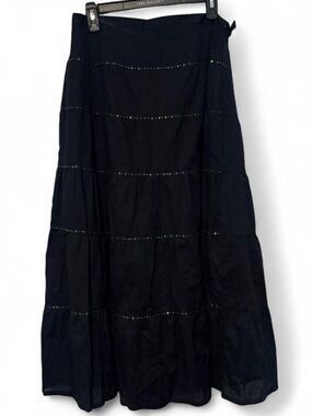 Vintage‎ Y2K long black skirt with sequins and beads med